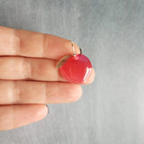 Peach Fruit Earrings, Georgia peach, fruit earrings, silver hooks, food earrings, pink peach, foodie gift, Georgia earrings, peach dangle earrings, peach charms, fruit dangling earrings