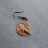 Gunmetal Feather Earrings, blackened silver feather, tiny feather earring, small gun metal feather, little feather dangle, simple feather, silvery black feather earring