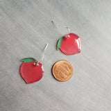Peach Fruit Earrings, Georgia peach, fruit earrings, silver hooks, food earrings, pink peach, foodie gift, Georgia earrings, peach dangle earrings, peach charms, fruit dangling earrings