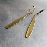 Long Thin Teardrop Earrings, bronze drop earring, long skinny earring, antique bronze earring, rustic earring, narrow drop earring leverback