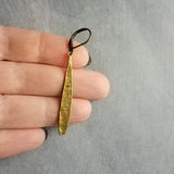 Long Thin Teardrop Earrings, bronze drop earring, long skinny earring, antique bronze earring, rustic earring, narrow drop earring leverback
