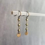 Antique Bronze Chain Earrings, antique brass chain, fan shape dangle earrings, delicate bronze earring, antique brass dangle, bronze beaded chain, lightweight aged brass long thin earrings