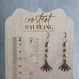 Antique Bronze Chain Earrings, antique brass chain, fan shape dangle earrings, delicate bronze earring, antique brass dangle, bronze beaded chain, lightweight aged brass long thin earrings