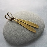 Long Thin Teardrop Earrings, bronze drop earring, long skinny earring, antique bronze earring, rustic earring, narrow drop earring leverback