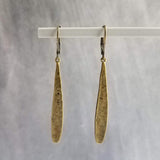 Long Thin Teardrop Earrings, bronze drop earring, long skinny earring, antique bronze earring, rustic earring, narrow drop earring leverback