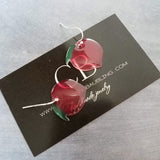 Peach Fruit Earrings, Georgia peach, fruit earrings, silver hooks, food earrings, pink peach, foodie gift, Georgia earrings, peach dangle earrings, peach charms, fruit dangling earrings