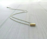 Gold Bar Necklace, .925 sterling silver chain, square tube necklace, gold line necklace, simple minimalist necklace, gold rectangle bead - Constant Baubling