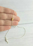 Gold Bar Necklace, .925 sterling silver chain, square tube necklace, gold line necklace, simple minimalist necklace, gold rectangle bead - Constant Baubling
