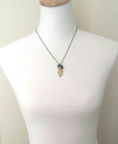 Fall Necklace, oak necklace, oak tree necklace, gold leaf pendant, pine cone charm, acorn charm, bronze chain, antique brass, autumn jewelry - Constant Baubling