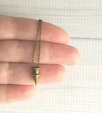 Brass Spike Necklace, bronze spike necklace, bullet necklace, dagger pendant, small spike pendant, delicate antique brass chain, minimalist - Constant Baubling