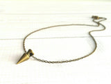 Brass Spike Necklace, bronze spike necklace, bullet necklace, dagger pendant, small spike pendant, delicate antique brass chain, minimalist - Constant Baubling