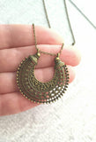 Medallion Necklace, bronze medallion, medallion pendant, antique brass necklace, brass medallion, brass ox pendant, crescent moon pendant - Constant Baubling