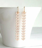 Long Rose Gold Earrings, v shaped earrings, rose gold arrow earrings, chevron earrings, arrows earrings, long flexible earrings, pink gold - Constant Baubling