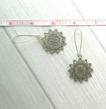 Silver Medallion Earrings, mandala earring, doily earring, lace earring, lacy earring, filigree earring, floral medallion, Boho earring - Constant Baubling