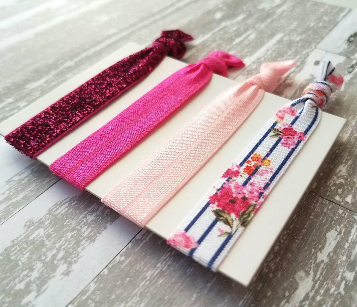 Hot Pink Hair Tie Band Set, pink hair ties, glitter hair tie  display picture 2