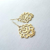 Gold Lace Earrings, gold hamsa earring, Arabesque earring, gold filigree earring, cut out earrings, large fancy gold earrings, Moroccan Boho - Constant Baubling