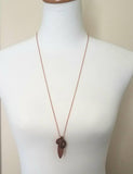 Long Copper Necklace - om mantra mindfulness symbol & vibration body harmony mandala, 30 inch antique copper chain, spiritual yoga jewelry - Constant Baubling