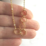 Gold Hexagon Necklace, honeycomb necklace, honeybee necklace, bee necklace, geometric necklace, geometry necklace, gold bee jewelry, math - Constant Baubling