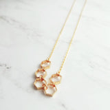 Gold Hexagon Necklace, honeycomb necklace, honeybee necklace, bee necklace, geometric necklace, geometry necklace, gold bee jewelry, math - Constant Baubling