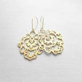 Gold Lace Earrings, gold hamsa earring, Arabesque earring, gold filigree earring, cut out earrings, large fancy gold earrings, Moroccan Boho - Constant Baubling