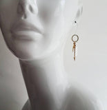 Gold and Silver Earrings, tribal earring, mixed metal earring, gold arrow earring, Boho earring, gold feather earring, long dangle earring - Constant Baubling