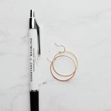 Gold Circle Earrings, simple circle earrings, thin circle earring, gold hoop earring, 14K solid gold hooks opt, thin round wire gold earring - Constant Baubling