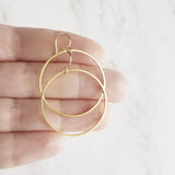 Gold Circle Earrings, simple circle earrings, thin circle earring, gold hoop earring, 14K solid gold hooks opt, thin round wire gold earring - Constant Baubling
