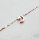 Moon and Star Necklace, rose gold moon, moon pendant, celestial necklace, silver star charm, crescent moon, night sky necklace, wishing star - Constant Baubling