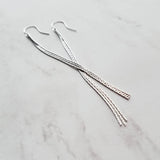 Long Chain Earrings, 925 sterling silver hooks, long thin chain, narrow chain earring, skinny silver earring, sexy earring, wispy earring - Constant Baubling