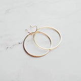 Gold Circle Earrings, simple circle earrings, thin circle earring, gold hoop earring, 14K solid gold hooks opt, thin round wire gold earring - Constant Baubling