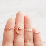 Moon and Star Necklace, rose gold moon, moon pendant, celestial necklace, silver star charm, crescent moon, night sky necklace, wishing star - Constant Baubling