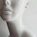White Black Stud Earrings, milky white stud earrings, milky white earrings, matte black earring, iridescent white, opal white round sparkle - Constant Baubling