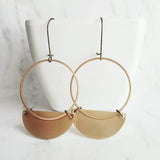 Gold Circle Earrings, gold hoop earring, semicircle earring, large gold earring, lightweight earring latching earring bronze earring, kidney - Constant Baubling