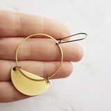 Gold Circle Earrings, gold hoop earring, semicircle earring, large gold earring, lightweight earring latching earring bronze earring, kidney - Constant Baubling