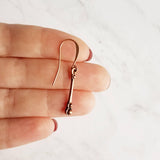 Copper Stick Earrings, long thin copper earring, pendulum earring, antique copper earring, aged copper earring, narrow bar earring, drop - Constant Baubling