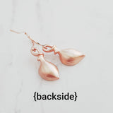 Rose Gold Lily Earrings, small lily earring, lily dangle earring, rose gold flower earring, elegant lily, matte rose gold earring, bridal - Constant Baubling