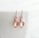 Rose Gold Lily Earrings, small lily earring, lily dangle earring, rose gold flower earring, elegant lily, matte rose gold earring, bridal - Constant Baubling