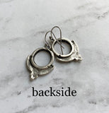 Small Silver Circle Earrings, silver hoop earring, antique silver circle earring, ball accent earring, oxidized silver earring little rustic - Constant Baubling