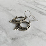 Small Silver Circle Earrings, silver hoop earring, antique silver circle earring, ball accent earring, oxidized silver earring little rustic - Constant Baubling