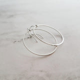 Silver Circle Earrings, simple silver hoops, thin hoop earring, open circle earring, delicate round earring, simple 1 inch circle, everyday - Constant Baubling