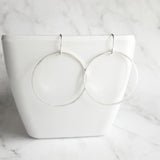 Silver Circle Earrings, simple silver hoops, thin hoop earring, open circle earring, delicate round earring, simple 1 inch circle, everyday - Constant Baubling