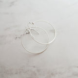 Silver Circle Earrings, simple silver hoops, thin hoop earring, open circle earring, delicate round earring, simple 1 inch circle, everyday - Constant Baubling
