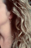 Gold Moon Earrings w/ tiny silver star dangle - lightweight hammered texture celestial crescent - 14K gold fill/plate or solid gold hooks - Constant Baubling