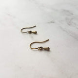 Antique Brass Drop Earrings, very tiny teardrops, bronze drop earring, small ear hooks, dainty earring, little brass earring delicate dangle - Constant Baubling