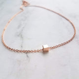 Cube Necklace, rose gold cube necklace, rose gold necklace, pink gold necklace, square bead necklace, layering necklace, delicate necklace - Constant Baubling