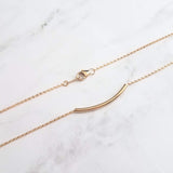 Thin Gold Tube Necklace, 14 karat gold filled chain, 14K gold fill, curved bar necklace, gold layering necklace, gold noodle, minimalist - Constant Baubling