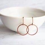 Copper Circle Earrings, small circle earring, antique copper circle earring, thin circle earring, simple copper earring, copper hoop earring - Constant Baubling
