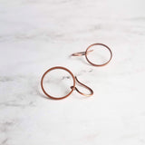 Copper Circle Earrings, small circle earring, antique copper circle earring, thin circle earring, simple copper earring, copper hoop earring - Constant Baubling