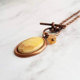 Copper Necklace - front clasp necklace, cameo necklace, toggle clasp necklace, copper pendant, floral cameo necklace, copper flower, antique - Constant Baubling