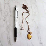 Copper Necklace - front clasp necklace, cameo necklace, toggle clasp necklace, copper pendant, floral cameo necklace, copper flower, antique - Constant Baubling